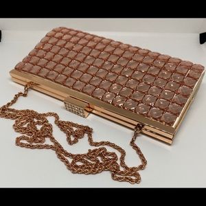 Crossbody Bag Clutch Beaded Rosa Gold party New